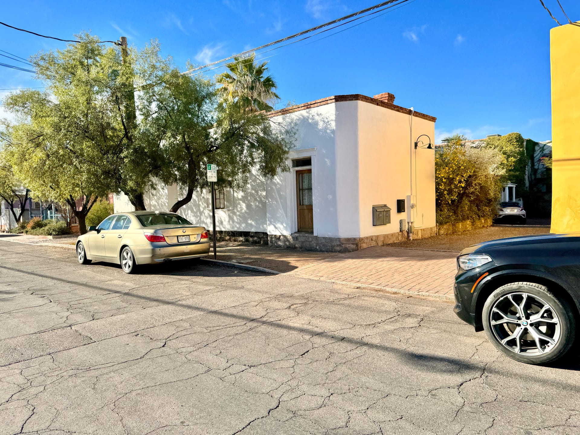 Tucson residential streetscape with adobe homes